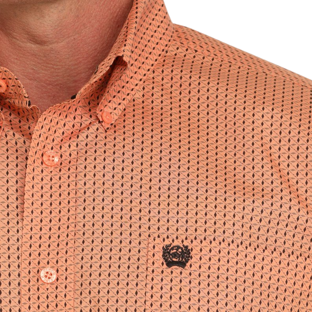 Cinch Men's Geometric Print Western Coral Shirt