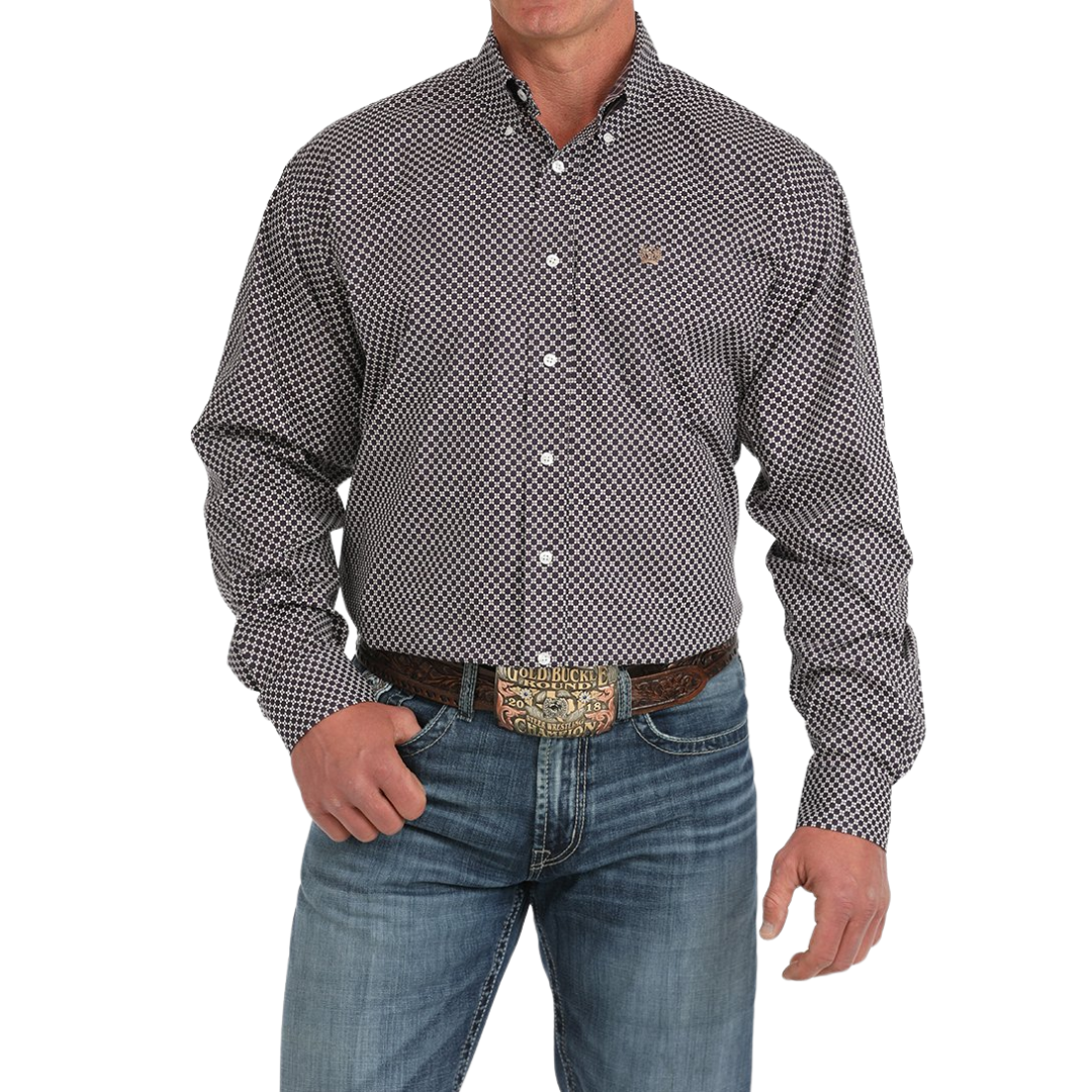 Cinch Men's Floral Print Purple Shirt