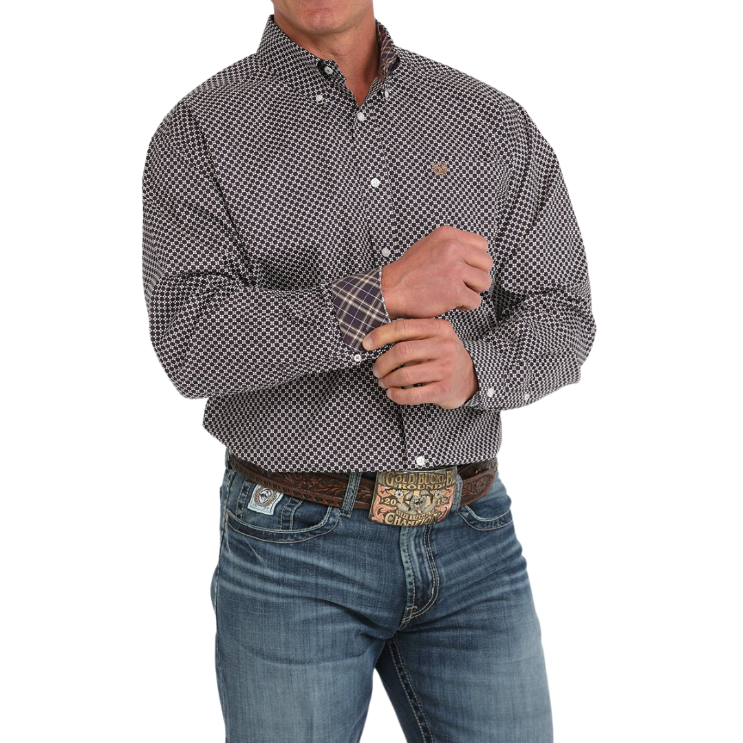 Cinch Men's Floral Print Purple Shirt