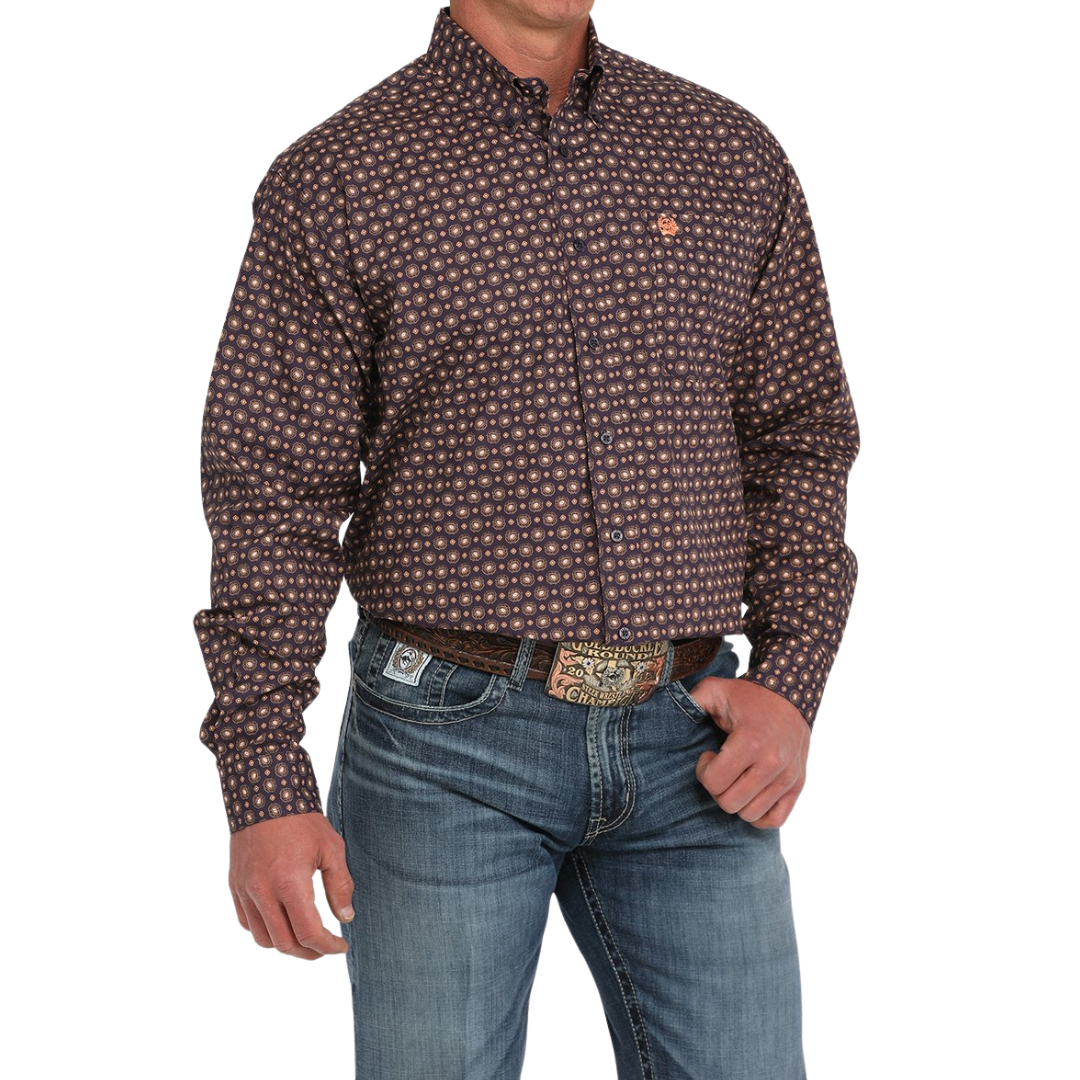 Cinch Men's Medallion Print Western Purple Shirt