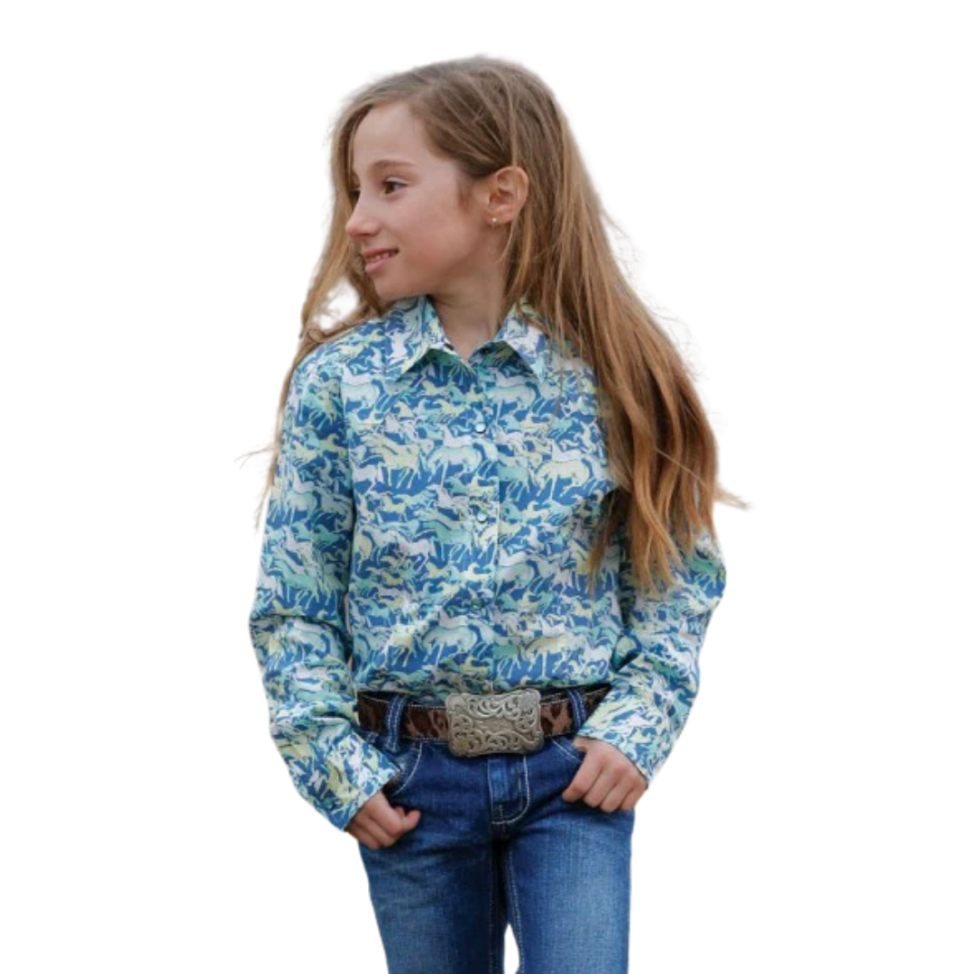 Cruel Girl Youth Girl's Wild Horses Blue Shirt