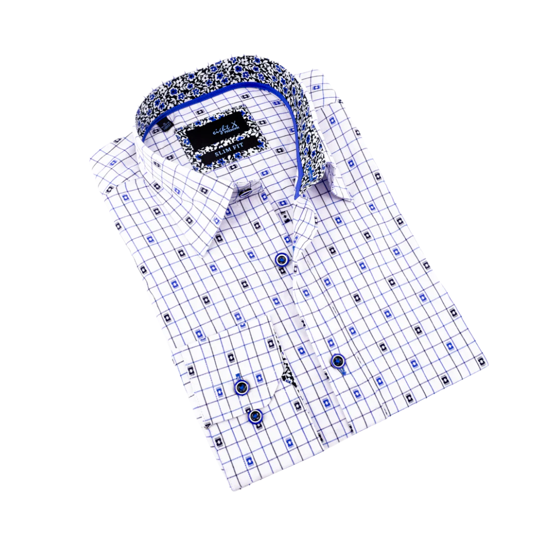 Eight X Men's Jacquard Trim Navy Shirt