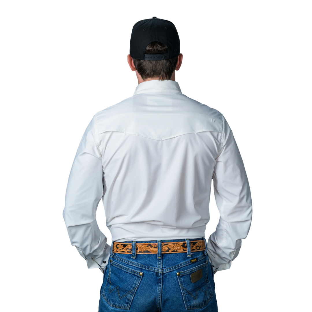Ferrell Men's Long Sleeve Snap White Shirt