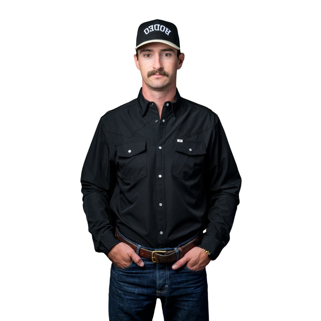 Ferrell Men's Long Sleeve Snap Black Shirt