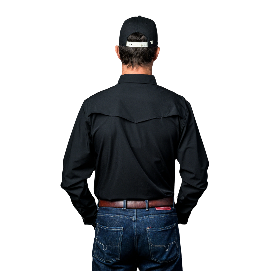 Ferrell Men's Long Sleeve Snap Black Shirt