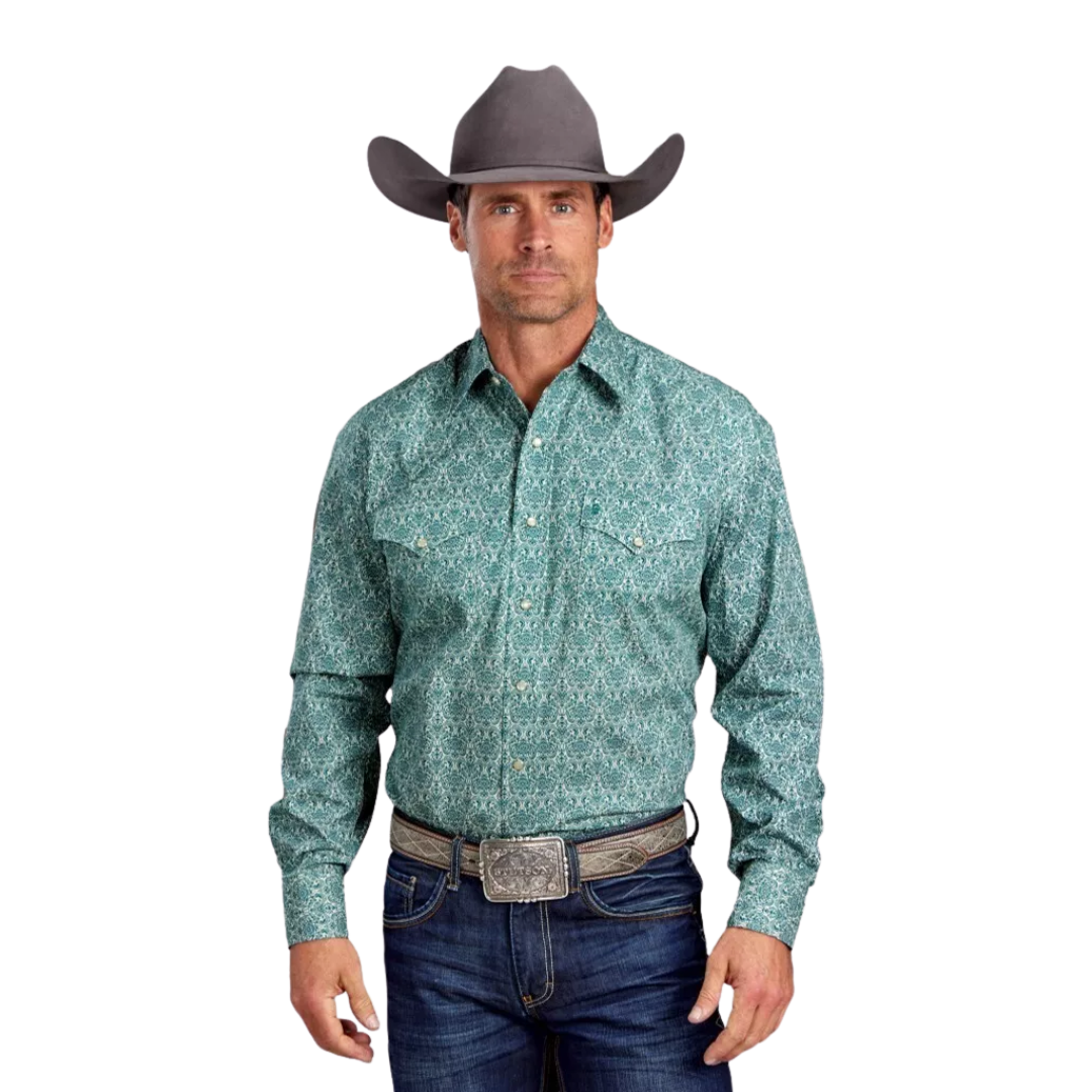 Stetson Men's Western Medallion Green Shirt