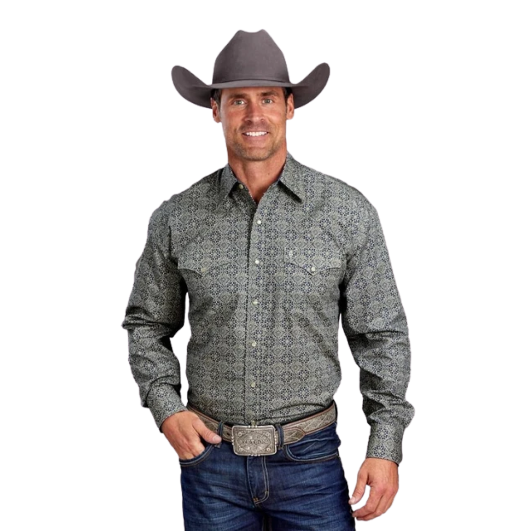 Stetson Men's Medallion Snap Blue Shirt