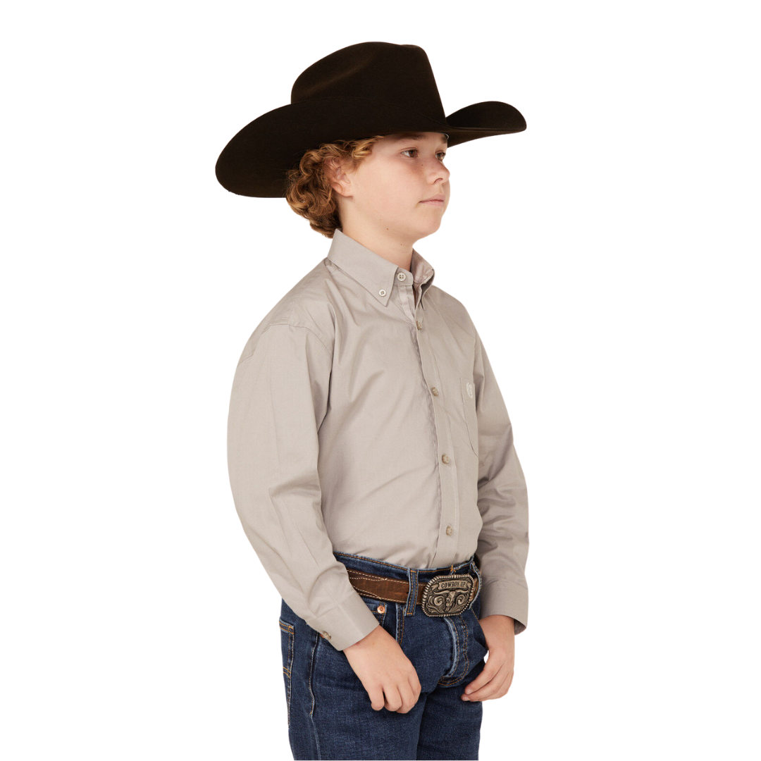 Panhandle Slim Youth Boy's Solid Stretch Western Gray Shirt