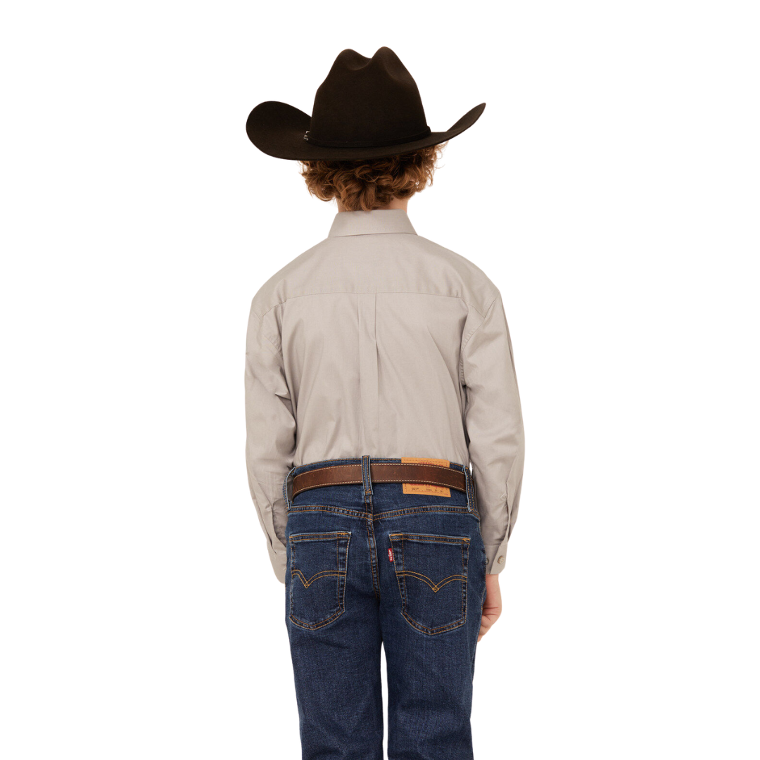 Panhandle Slim Youth Boy's Solid Stretch Western Gray Shirt
