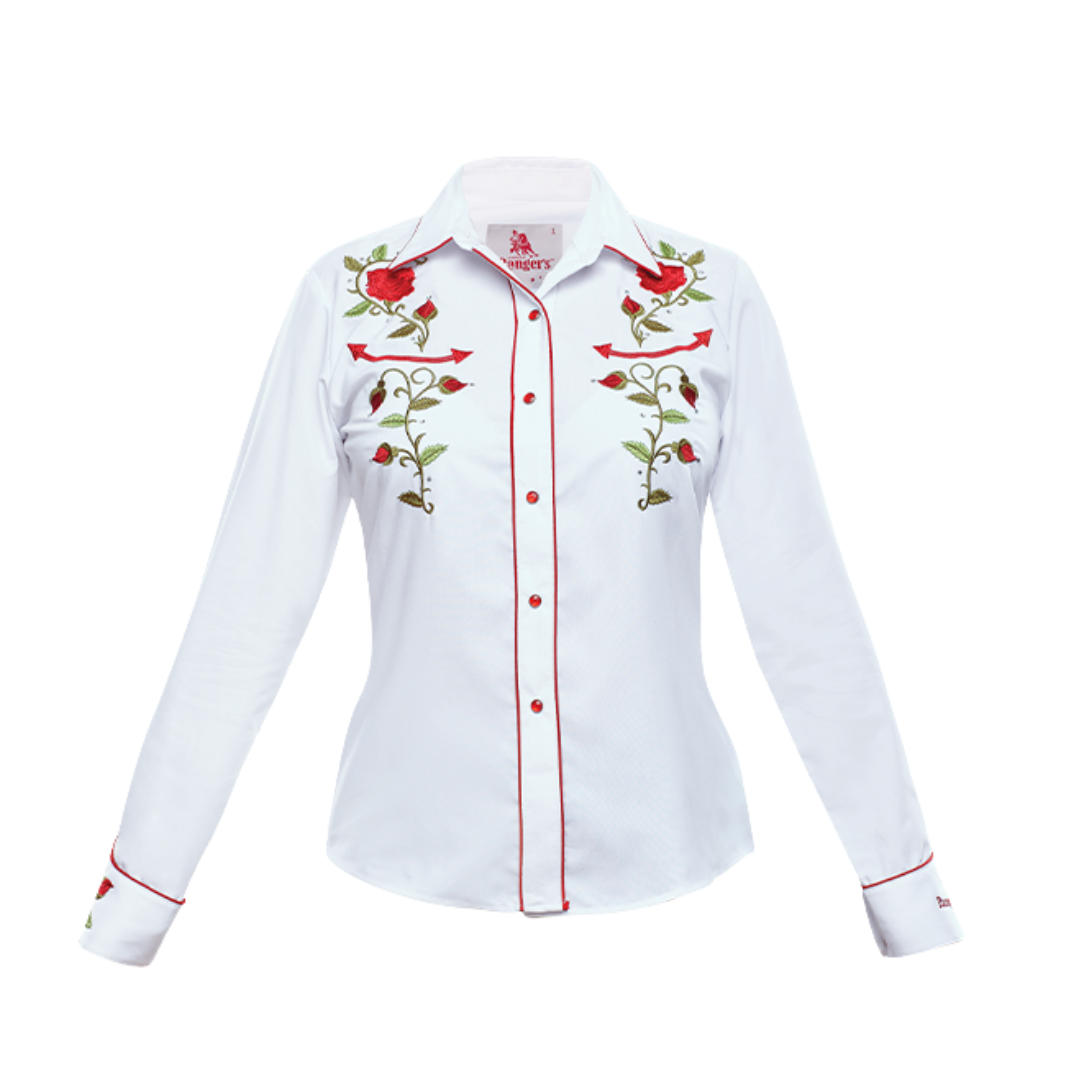 Ranger's Youth Girl's Embroidered Long Sleeve White Shirt