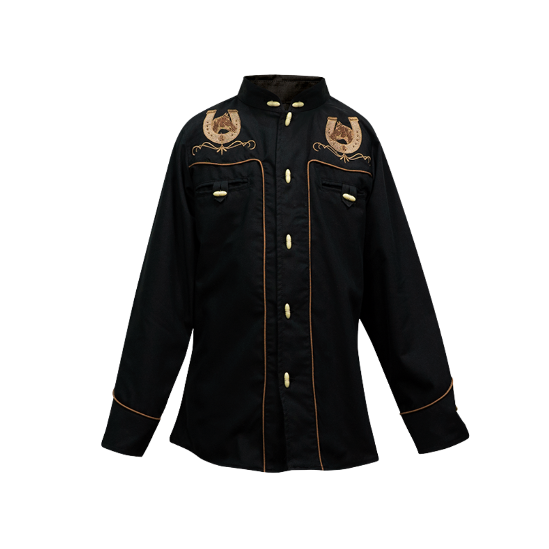 Ranger's Youth Boy's Embroidered Long Sleeve Black Shirt
