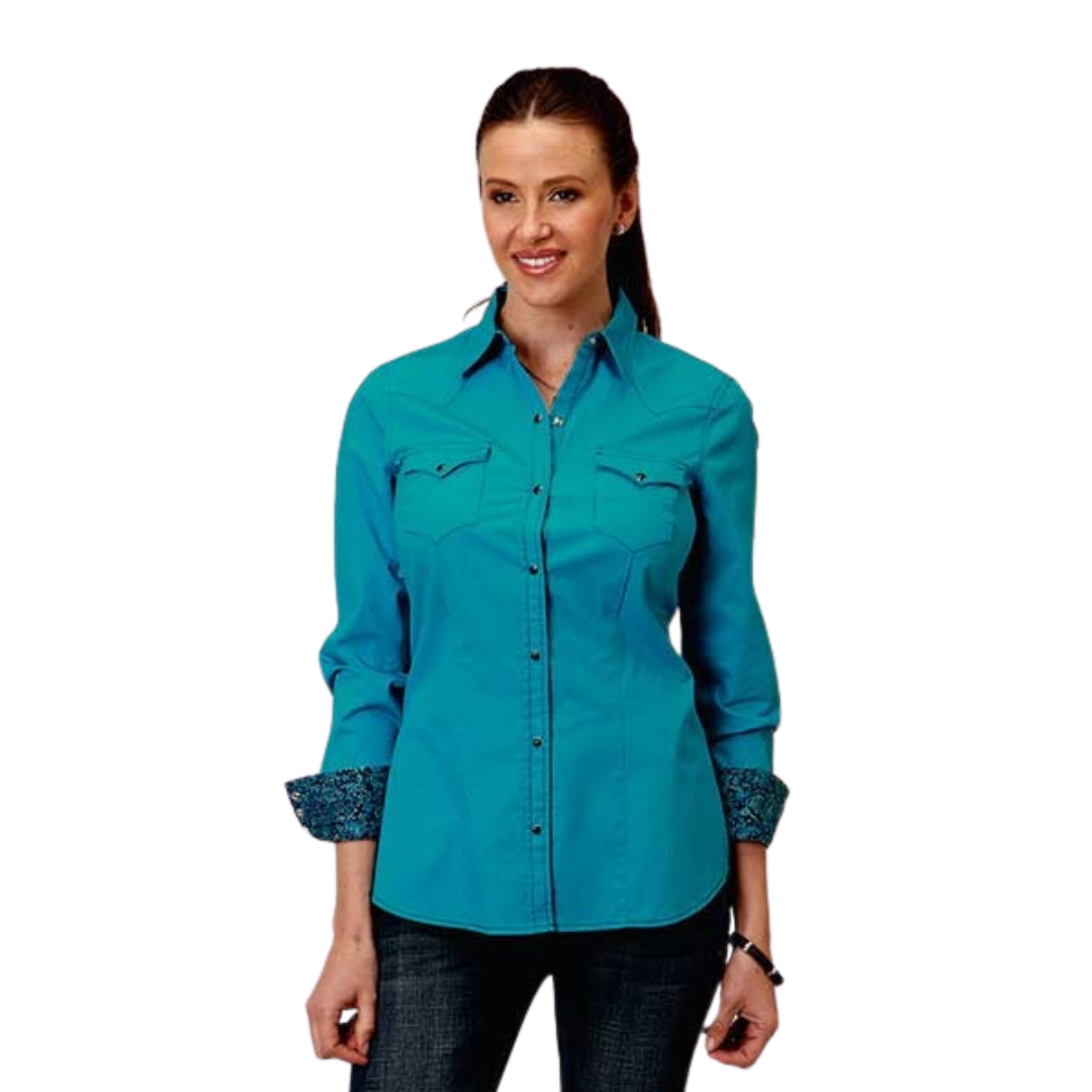 Roper Women's Western Snap Teal Shirt