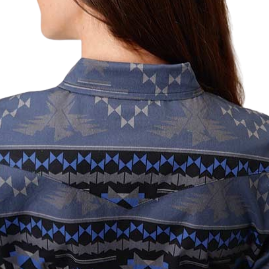 Roper Women's Eagle Aztec Blue Shirt