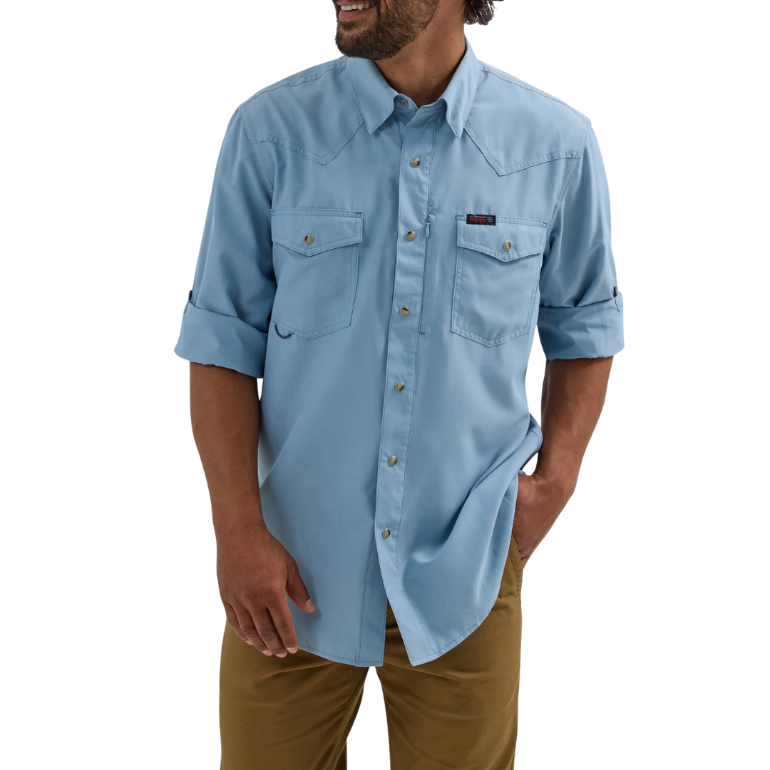 Wrangler Men's Western Performance Blue Shirt
