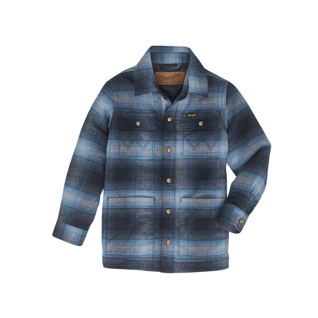 Wrangler Youth Boy's Flannel Slate Blue Shirt Jacket