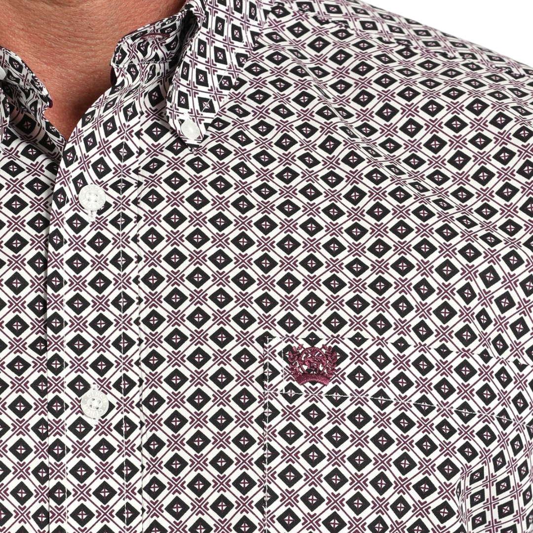 Cinch Men's Diamond Print White Shirt
