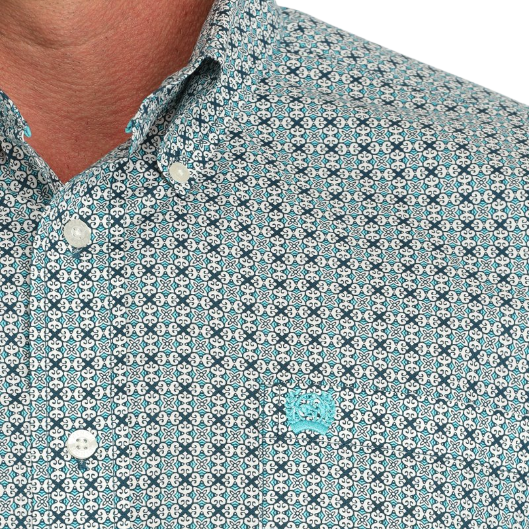 Cinch Men's Geometric Print Cream Shirt