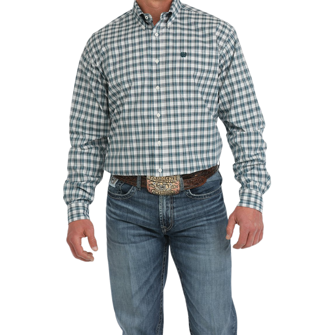 Cinch Men's Plaid Western Cream Shirt