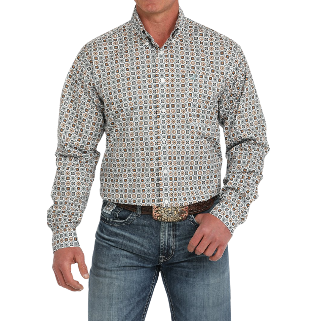 Cinch Men's Medallion White Shirt