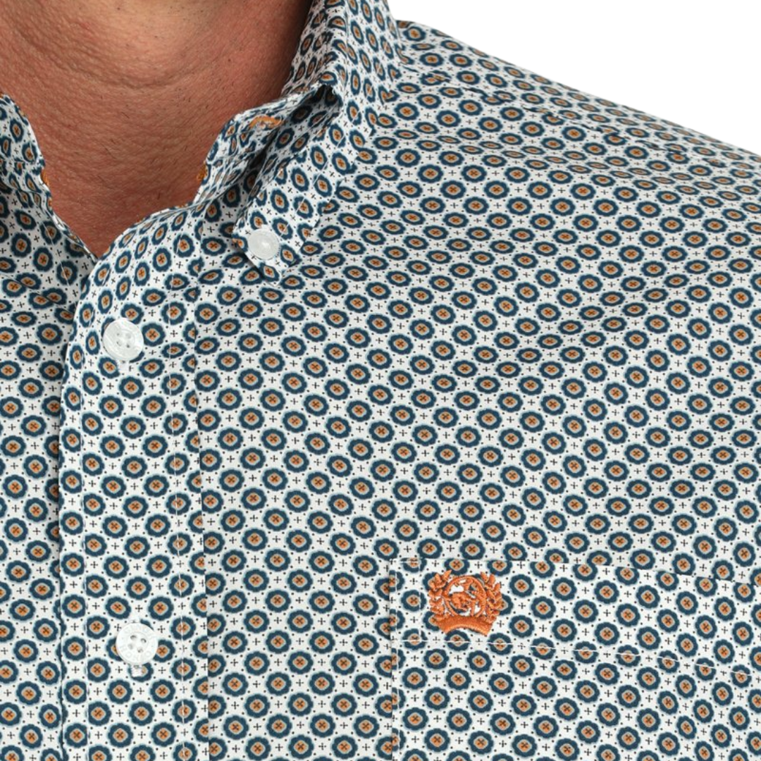 Cinch Men's Geometric Print White Shirt
