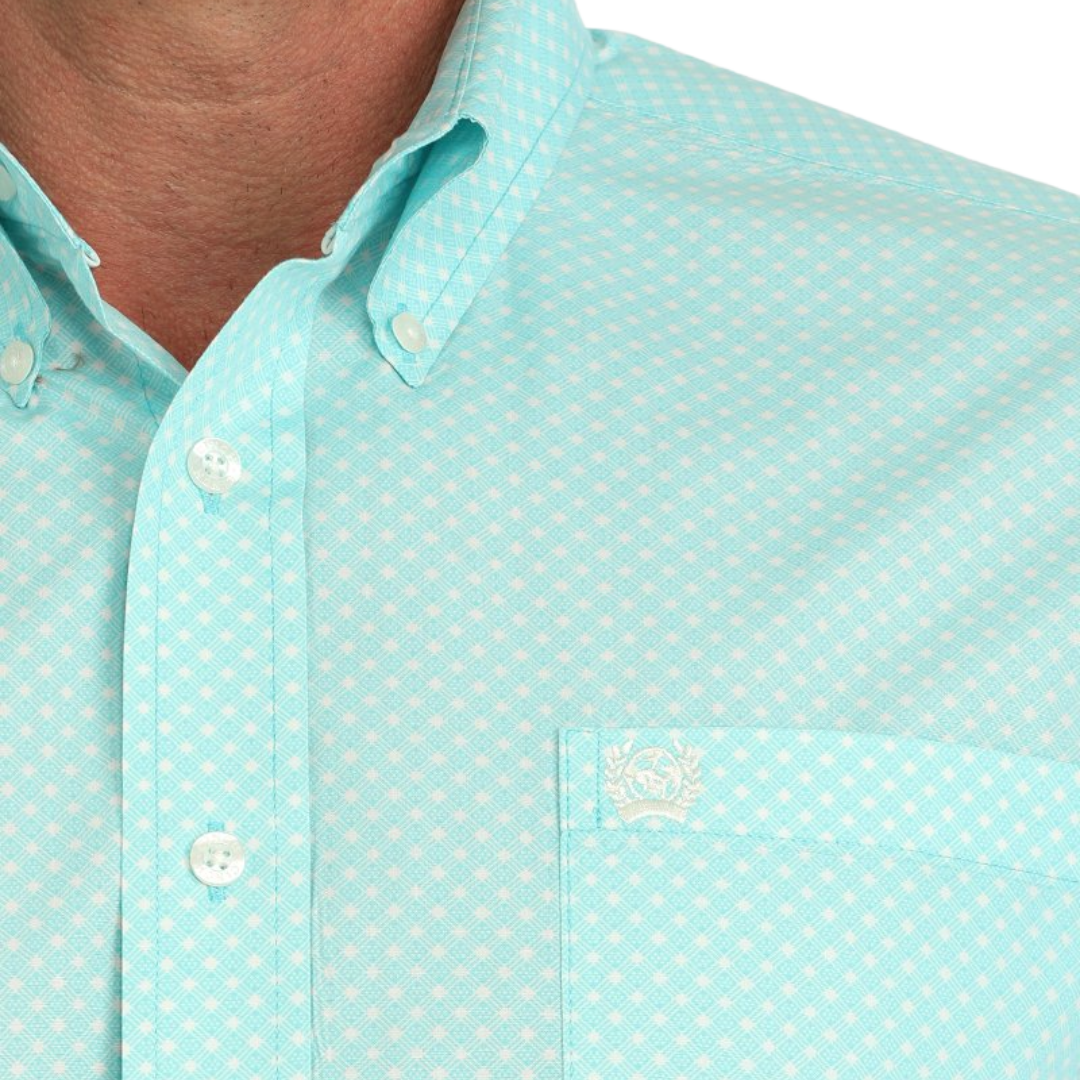 Cinch Men's Geometric Print Turquoise Shirt