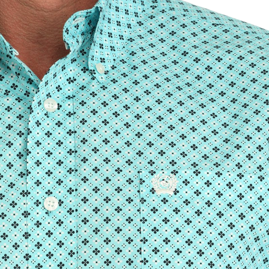 Cinch Men's Geometric Print Turquoise Shirt