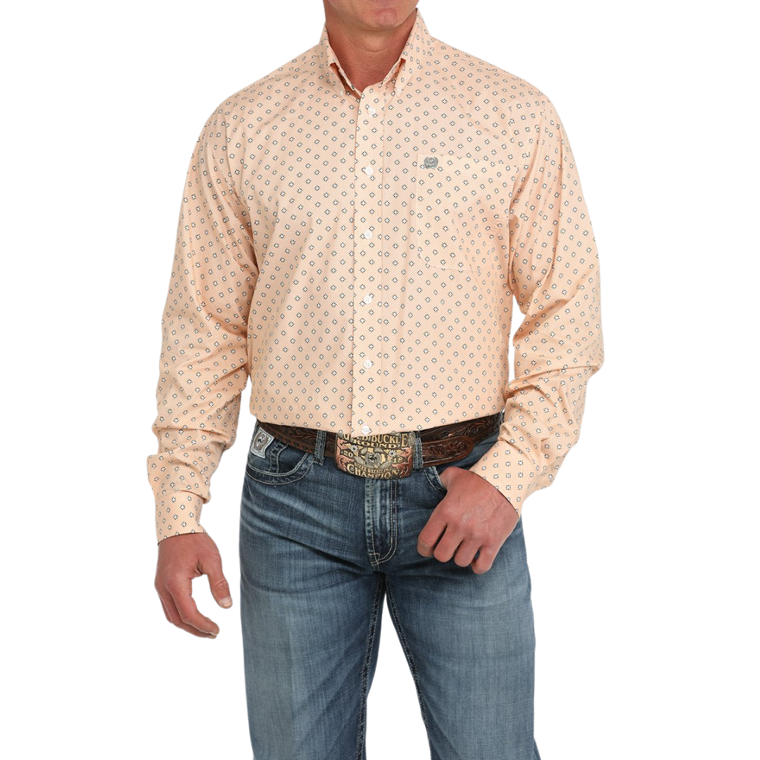 Cinch Men's Geometric Print Orange Shirt