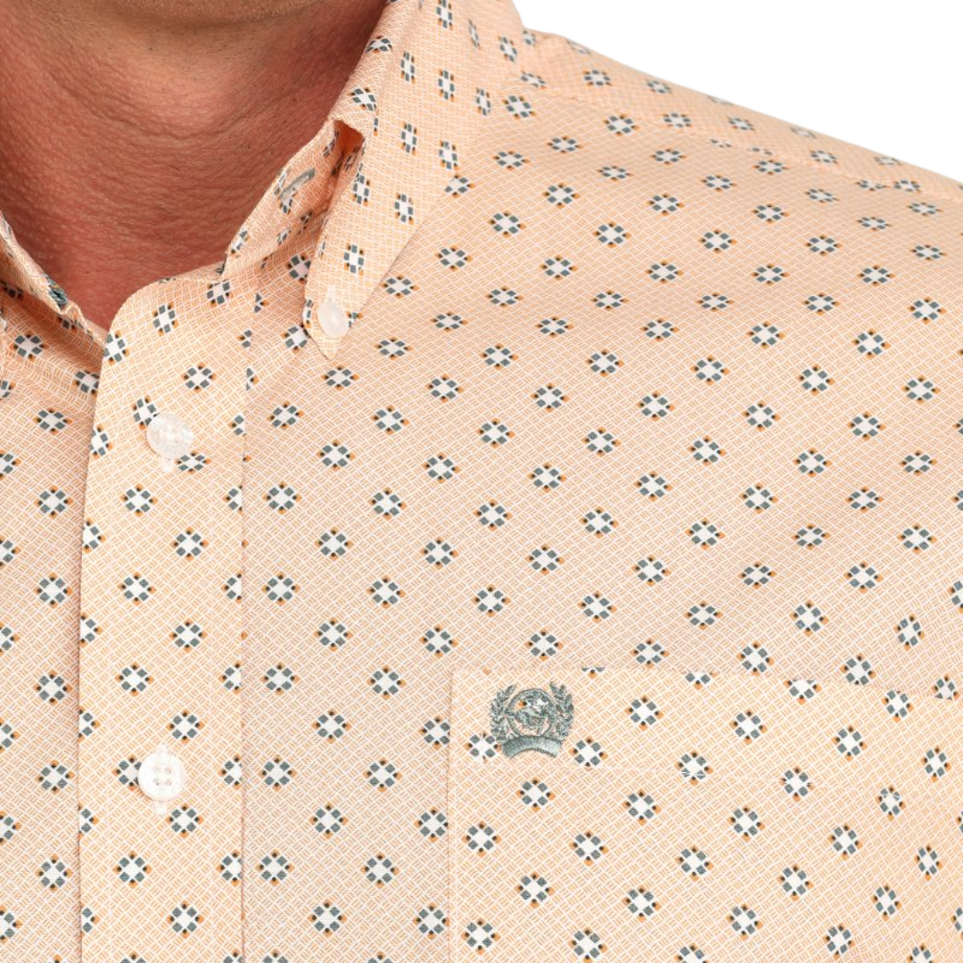 Cinch Men's Geometric Print Orange Shirt