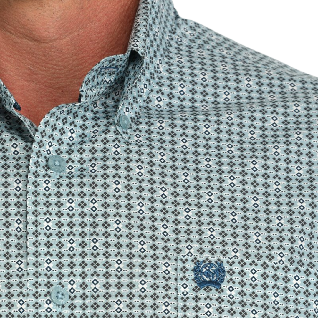 Cinch Men's Geometric Print Western Green Shirt