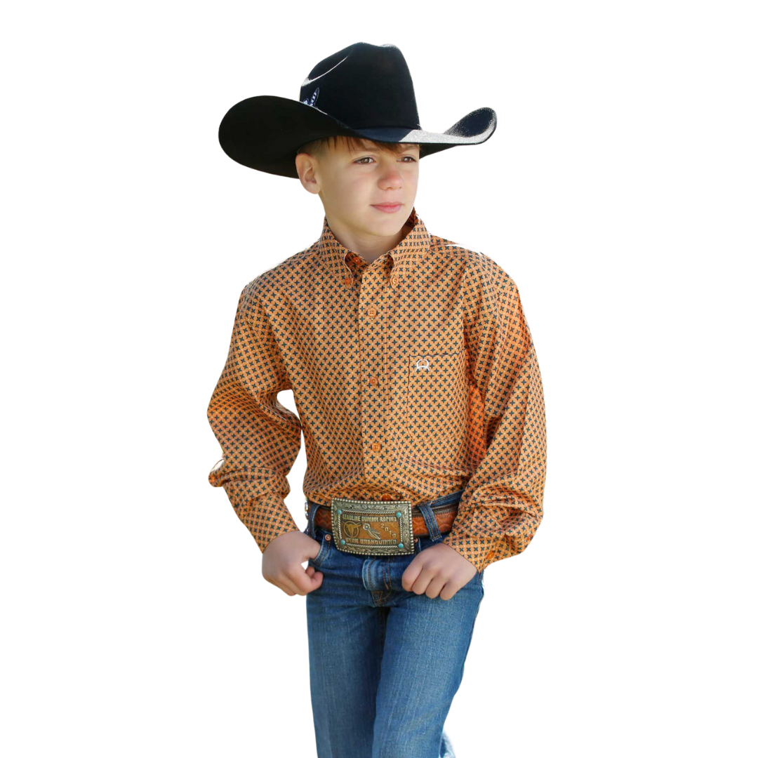 Cinch Youth Boy's Arenaflex Orange Shirt