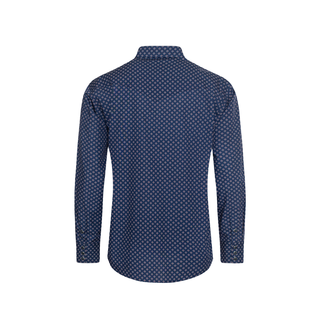 Avalon Men's Pearl Snap Print Blue Shirt
