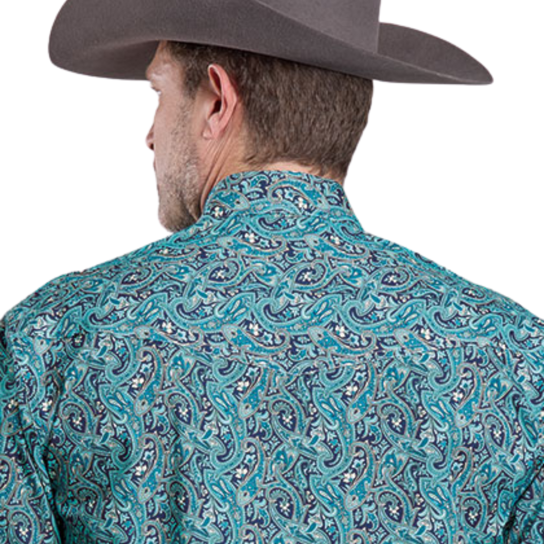 Roper Men's River Paisley Amarillo Blue Shirt