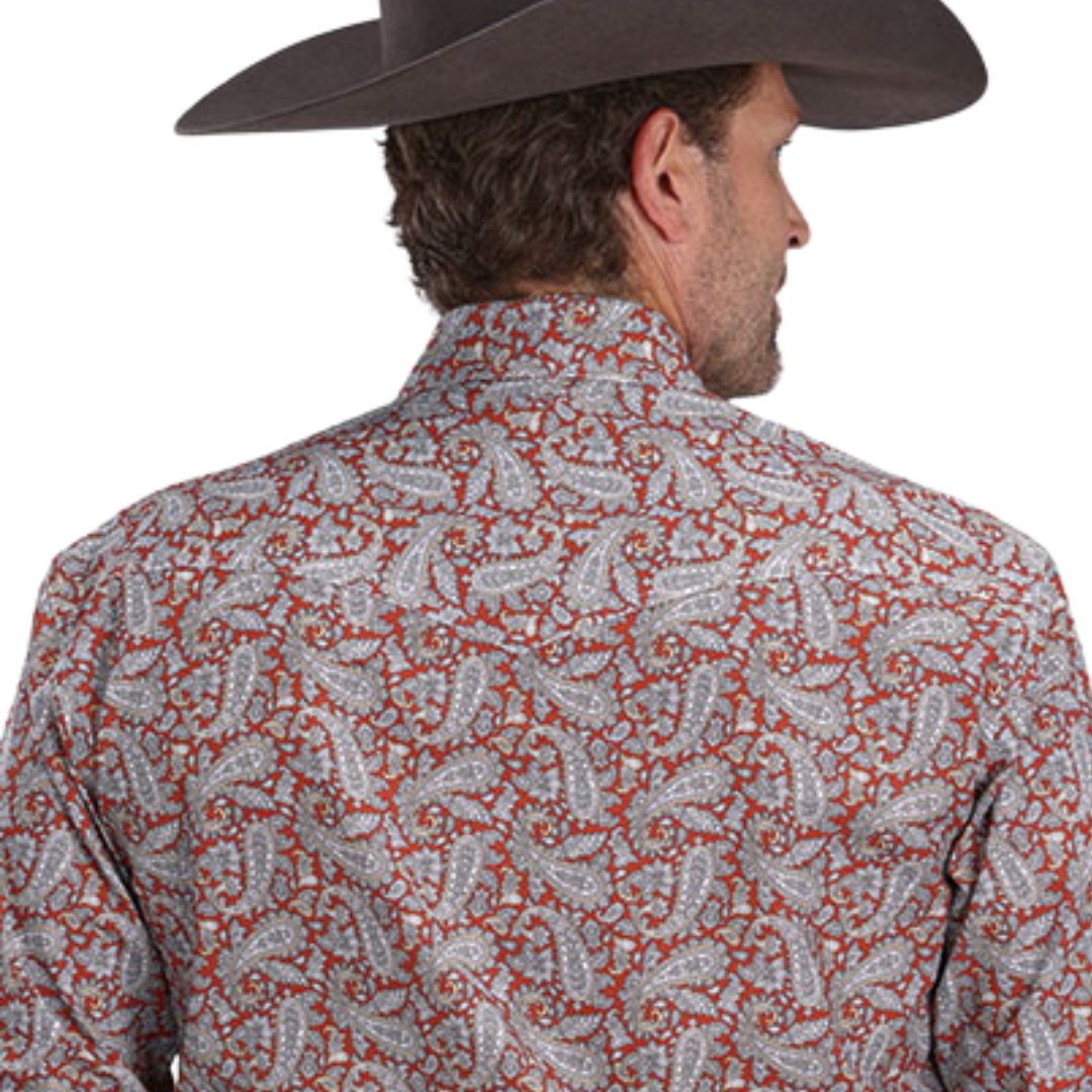 Roper Men's Clay Paisley Orange Shirt