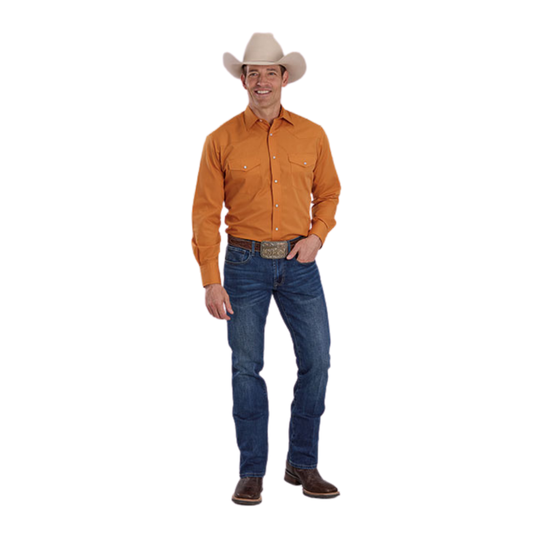 Roper Men's Solid Broadcloth Orange Shirt