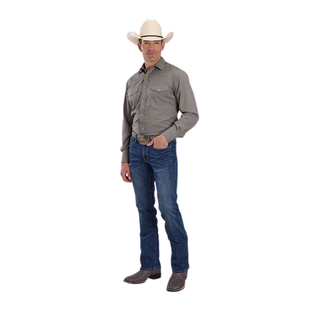 Roper Men's Solid Broadcloth Smokey Grey Shirt.