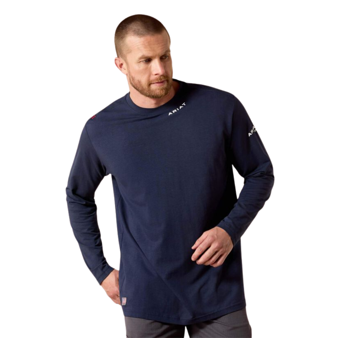 Ariat Men's Fr Baselayer Navy Tee Shirt