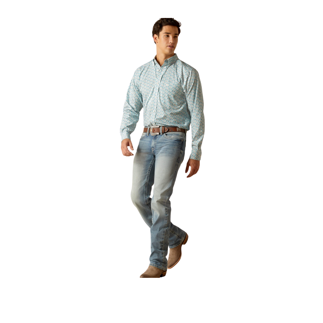 Ariat Men's Wrinkle Free Kellen Fitted Blue Shirt
