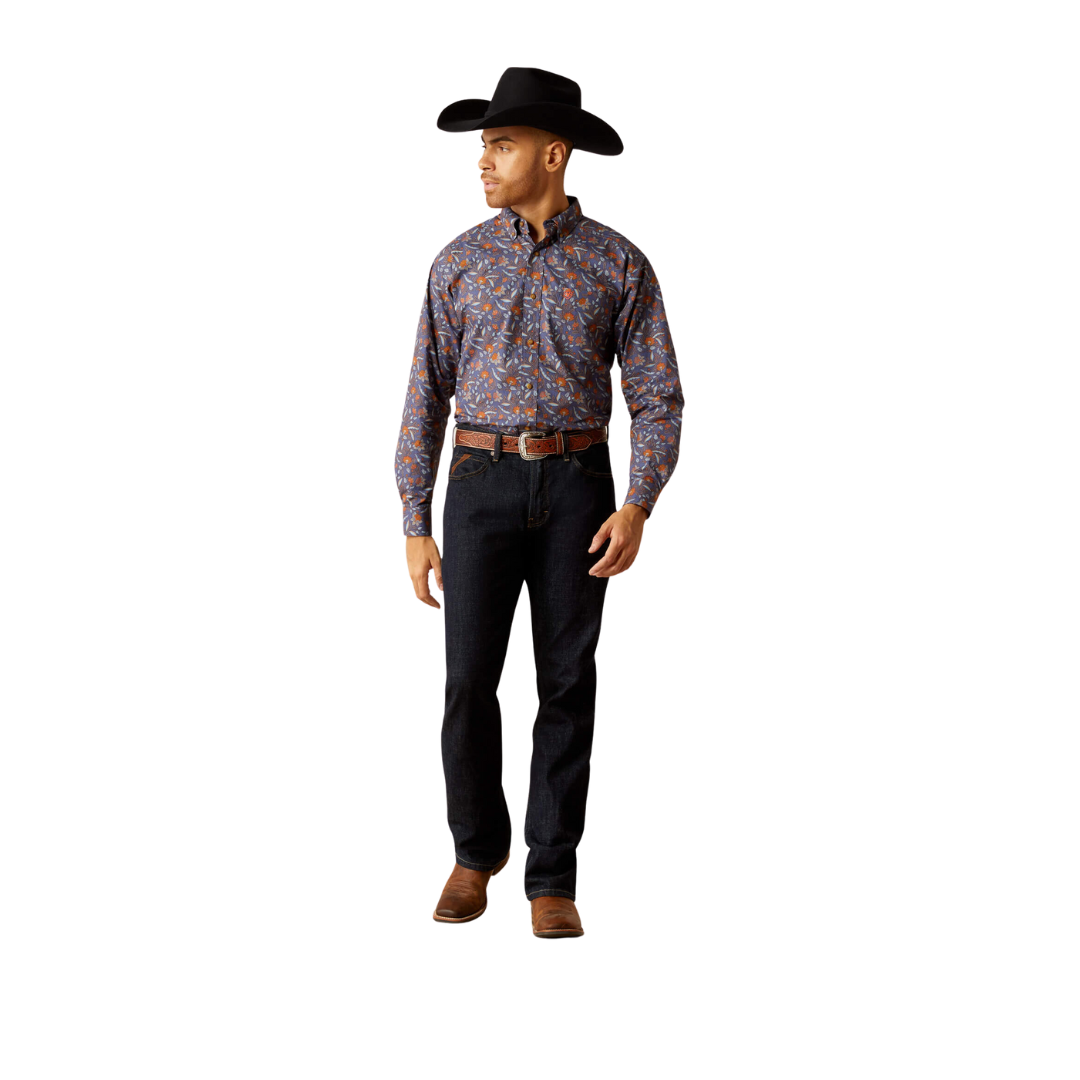 Ariat Men's Ty Classic Fit Dark Blue Shirt