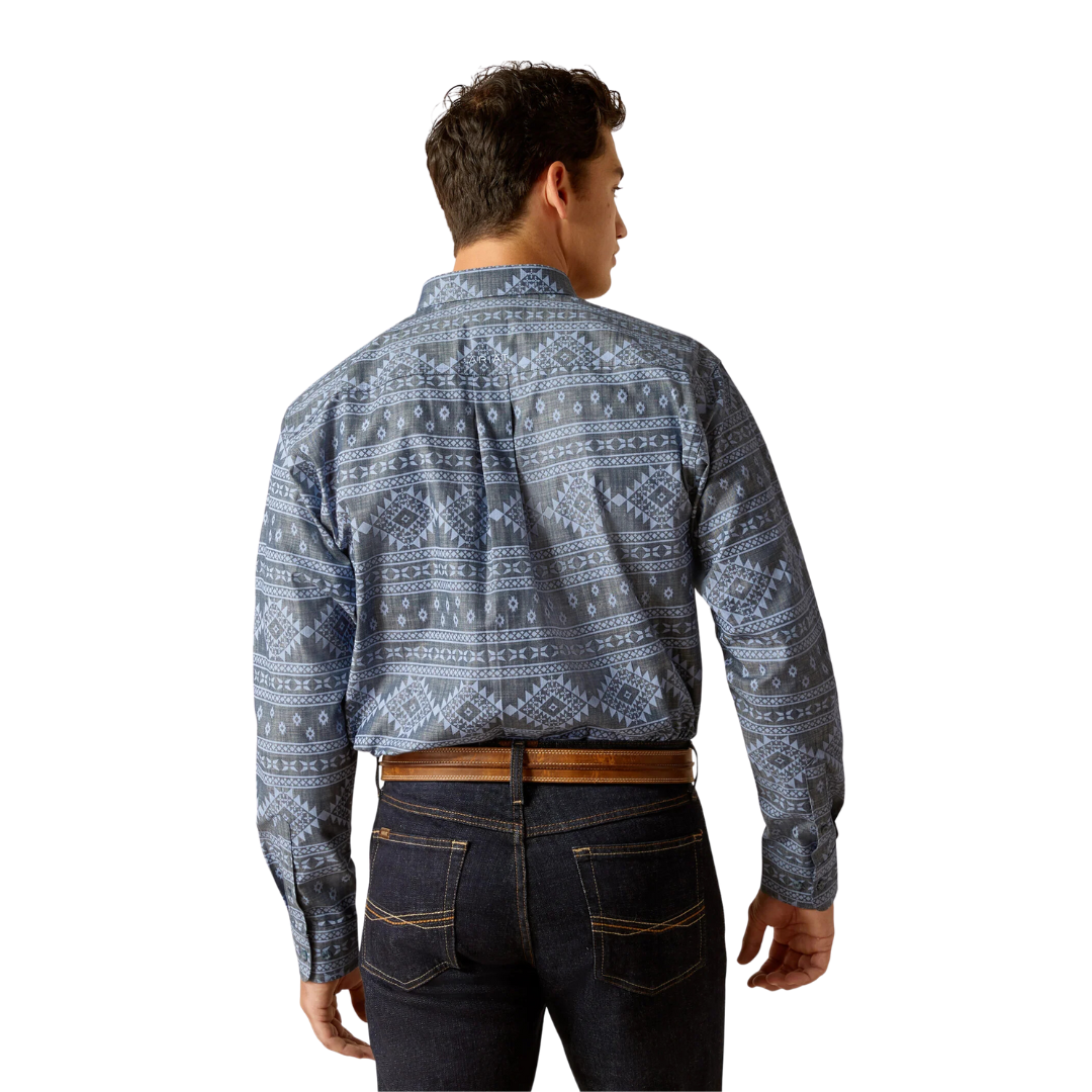 Ariat Men's Eddie Aztec Print Long Sleeve Navy Blue Shirt
