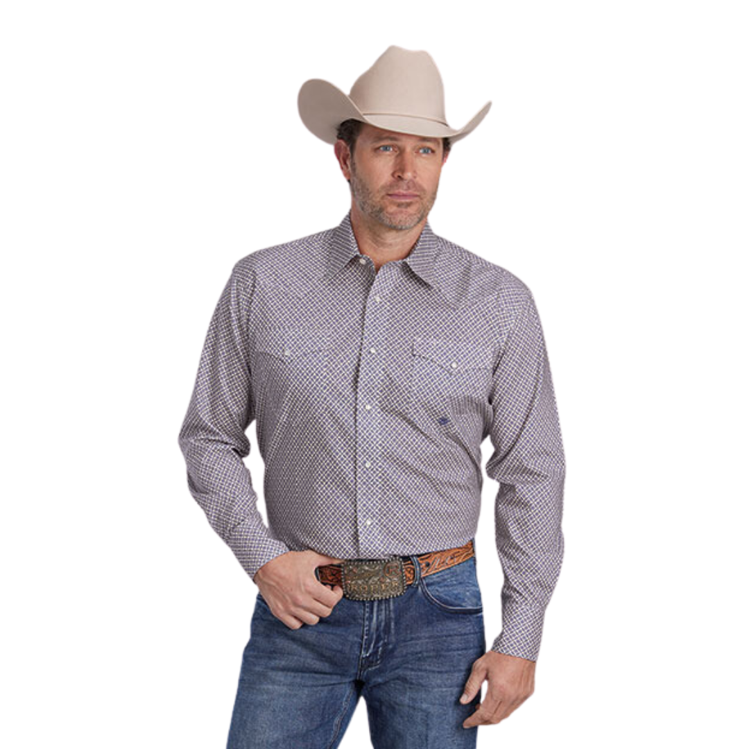 Roper Men's Pinwheel Snap Tan Shirt