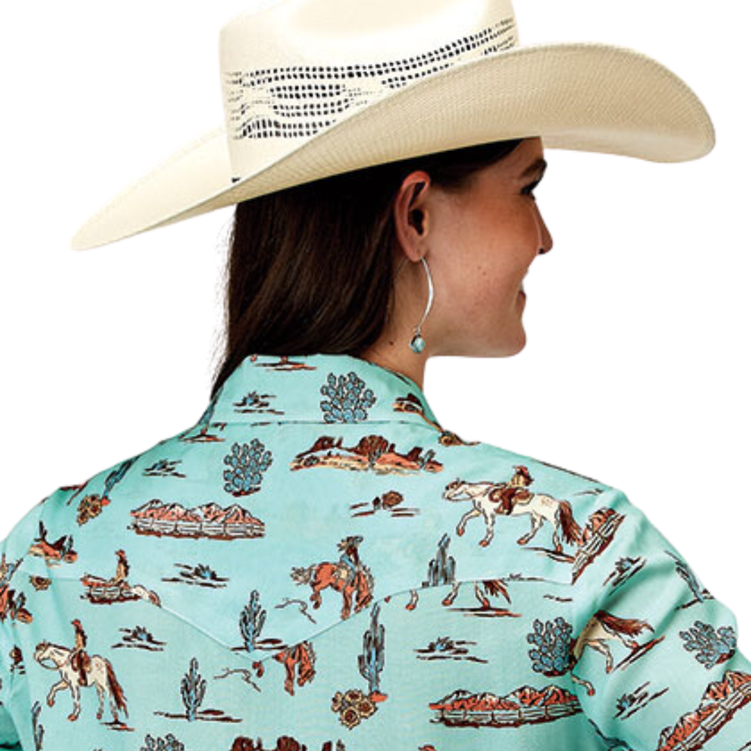 Roper Women's Print Western Blue Blouse