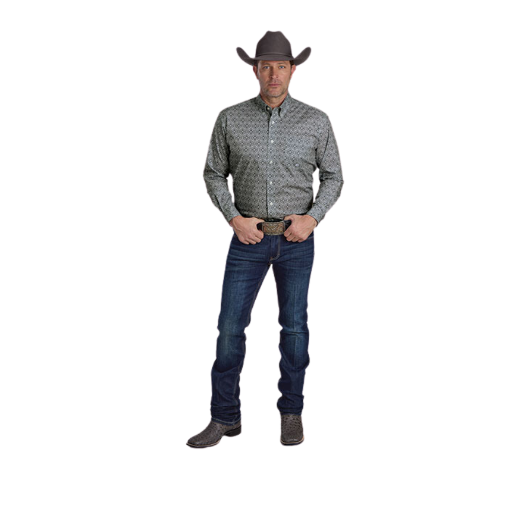 Roper Men's Stretch Medallion Grey Shirt