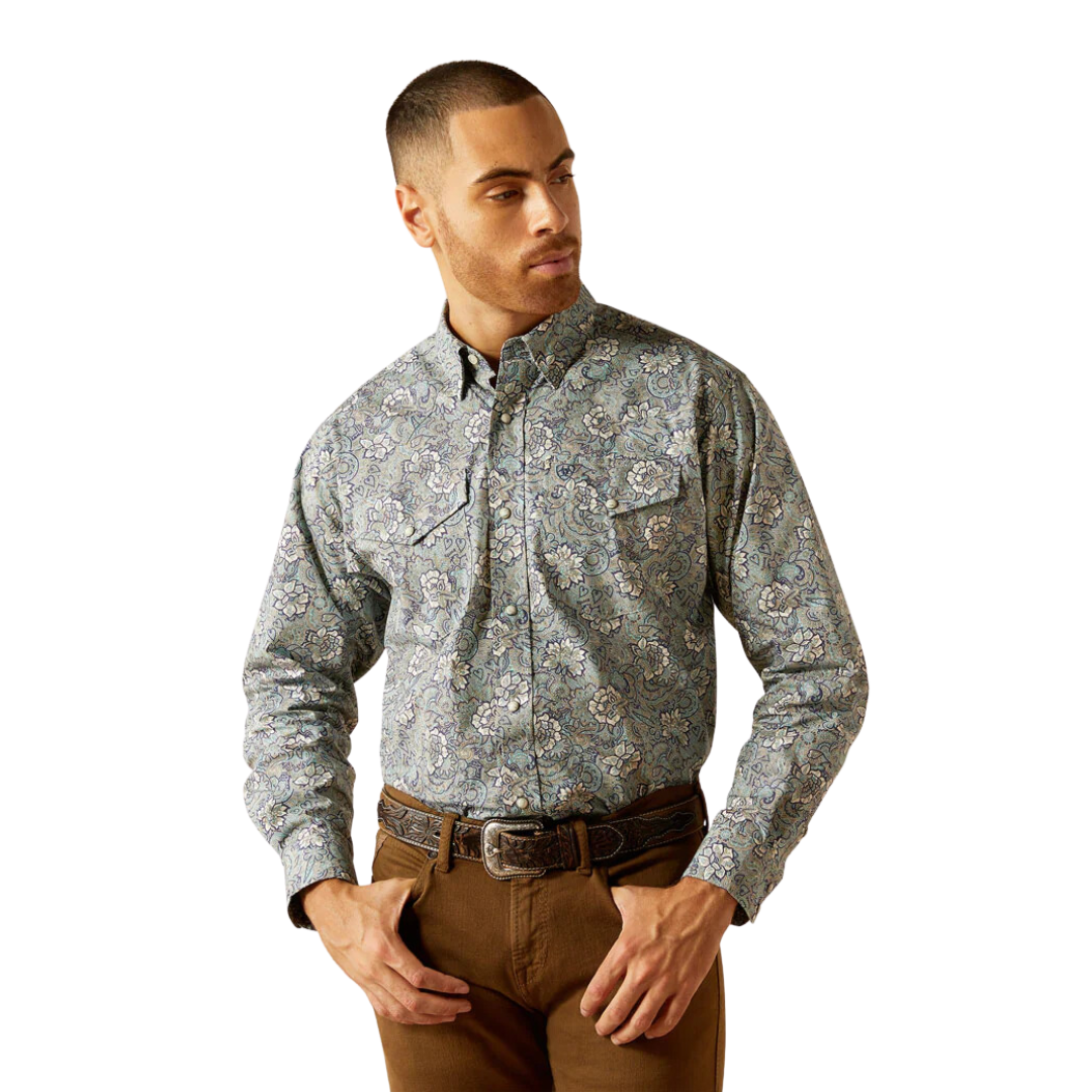 Ariat Men's Rider Fitted Light Blue Shirt