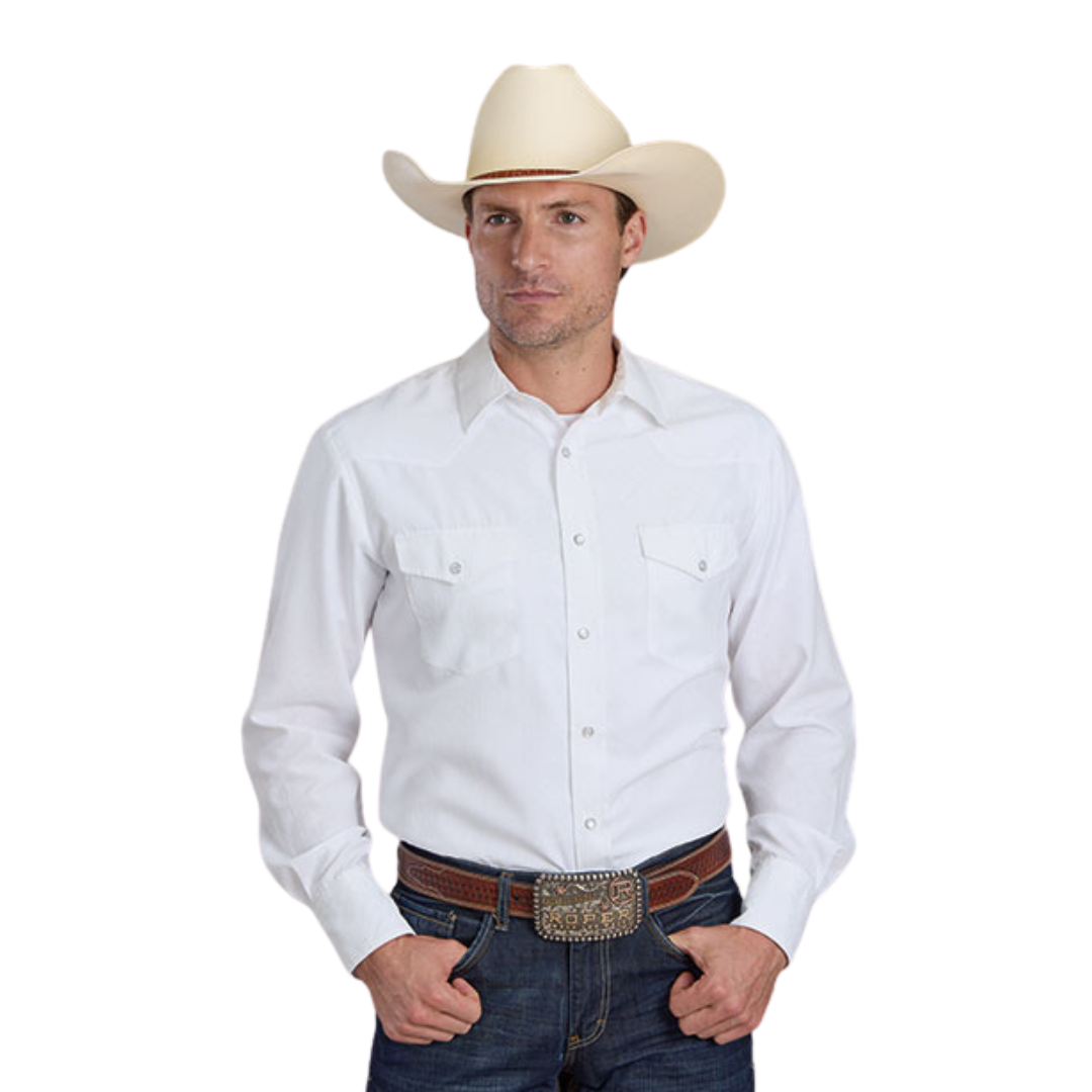 Roper Men's Solid White Shirt