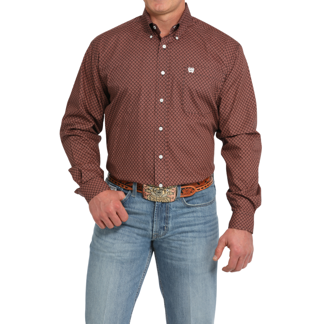 Cinch Men's Geometric Print Dark Grey Shirt