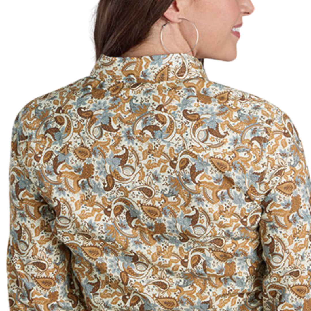 Roper Women's Slade Paisley Print Brown Shirt