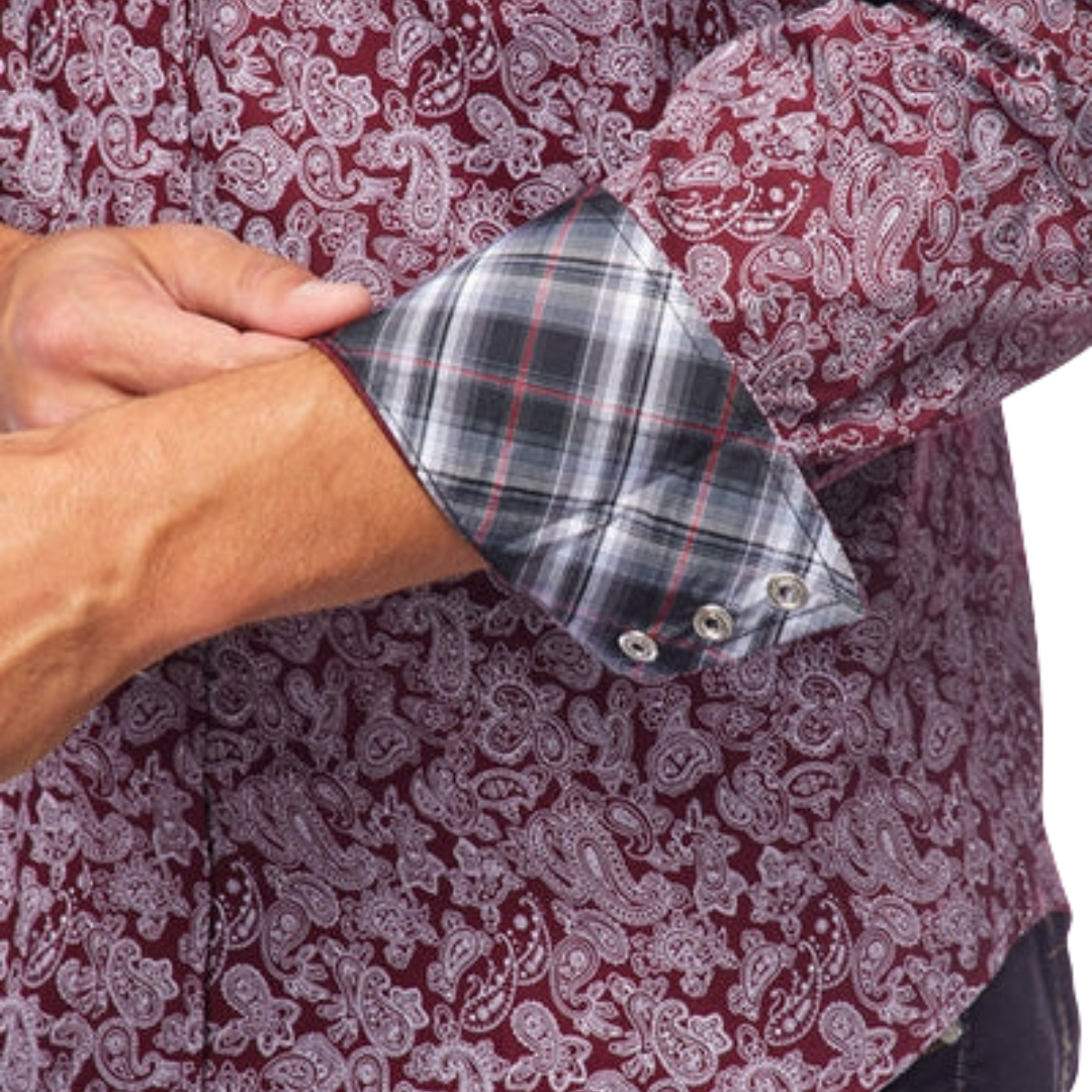 Avalon Men's Western Pearl Print Red Shirt