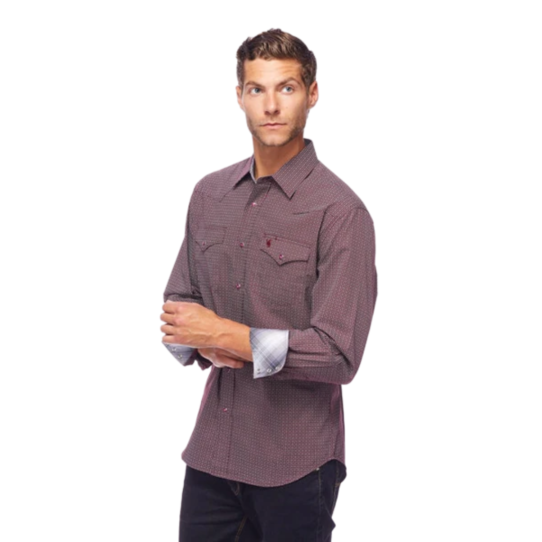 Avalon Men's Western Print Red Shirt
