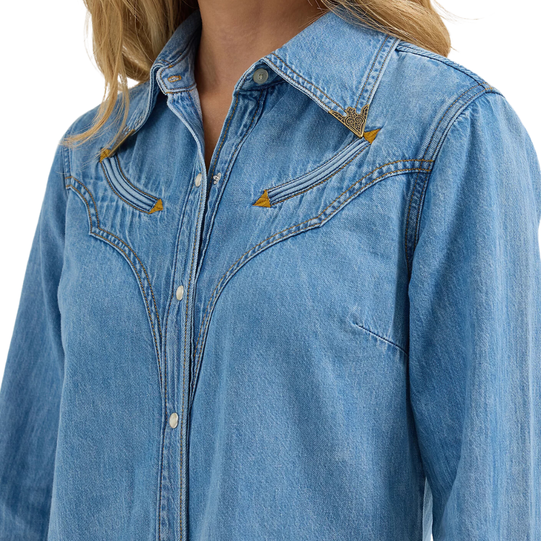 Wrangler Women's Lainey Wilson Mid Wash Denim Shirt