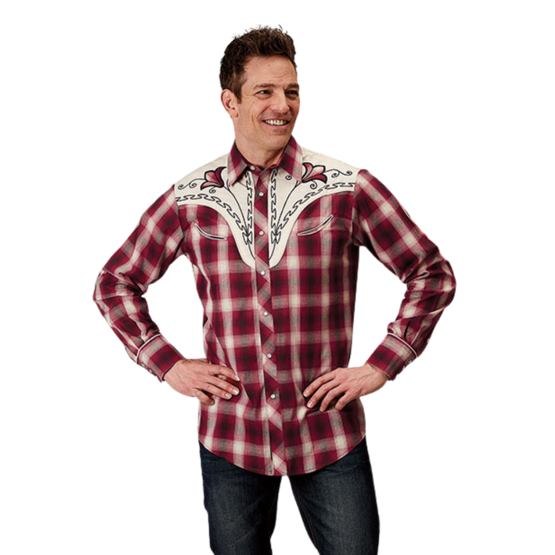 Roper Men's Fancy Plaid Red Shirt